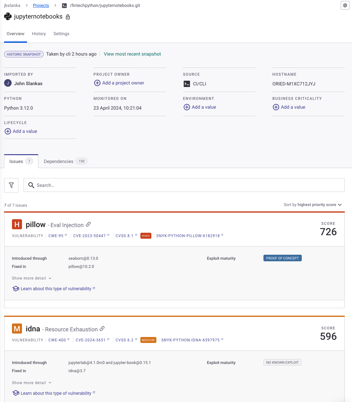 snyk component analysis